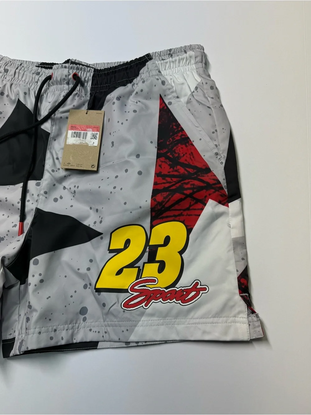 Jordan Essentials Poolside Shorts Men’s Size L Cement Grey- Red IB8818-011 NWT